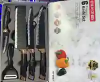 Set De Cuchillos 6 Piezas Profesional Con Diseño De Mármol