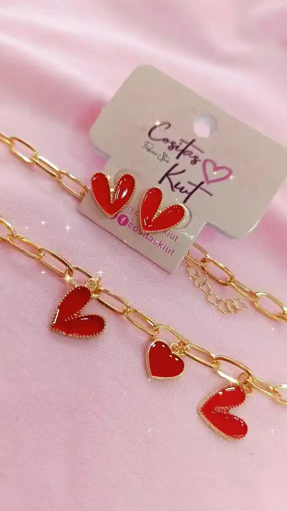 💘 Set “corazón Loco” – Collar + Aretes