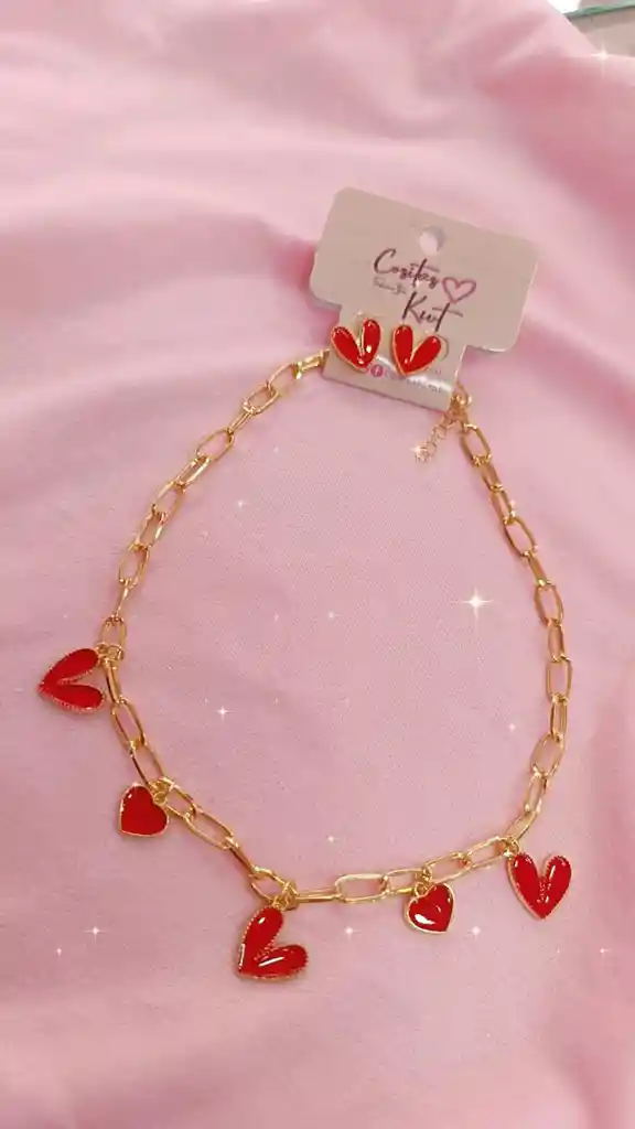 💘 Set “corazón Loco” – Collar + Aretes