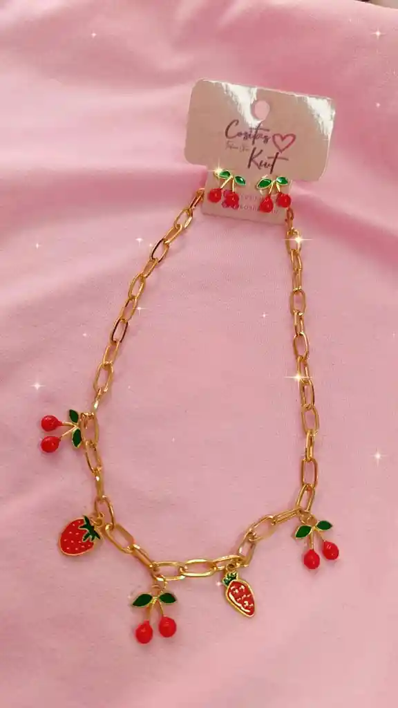 🍒✨ Set Cerezas – Collar + Aretes
