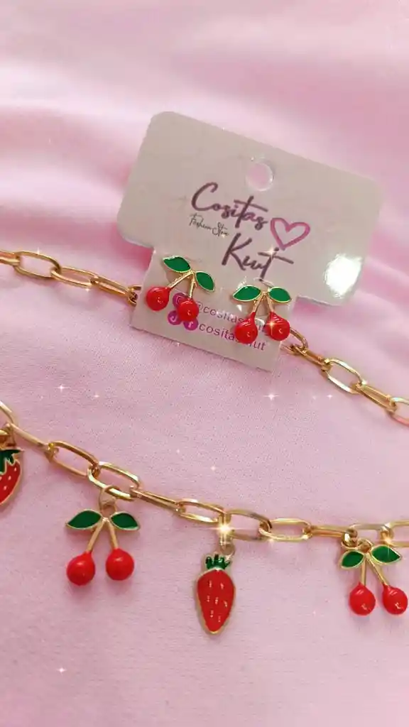 🍒✨ Set Cerezas – Collar + Aretes