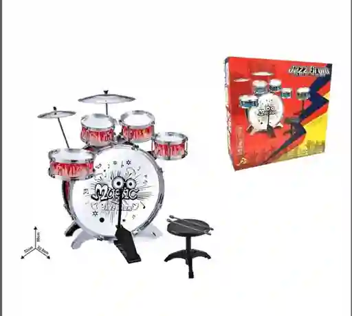 Batería Infantil 6 Tambores Platillos Silla Juguete Niños & Niñas Color Rojo