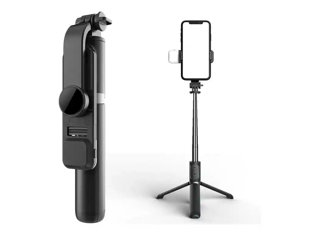 Tripode De Selfie Con Luz De Relleno Longitud 1042mm Negro