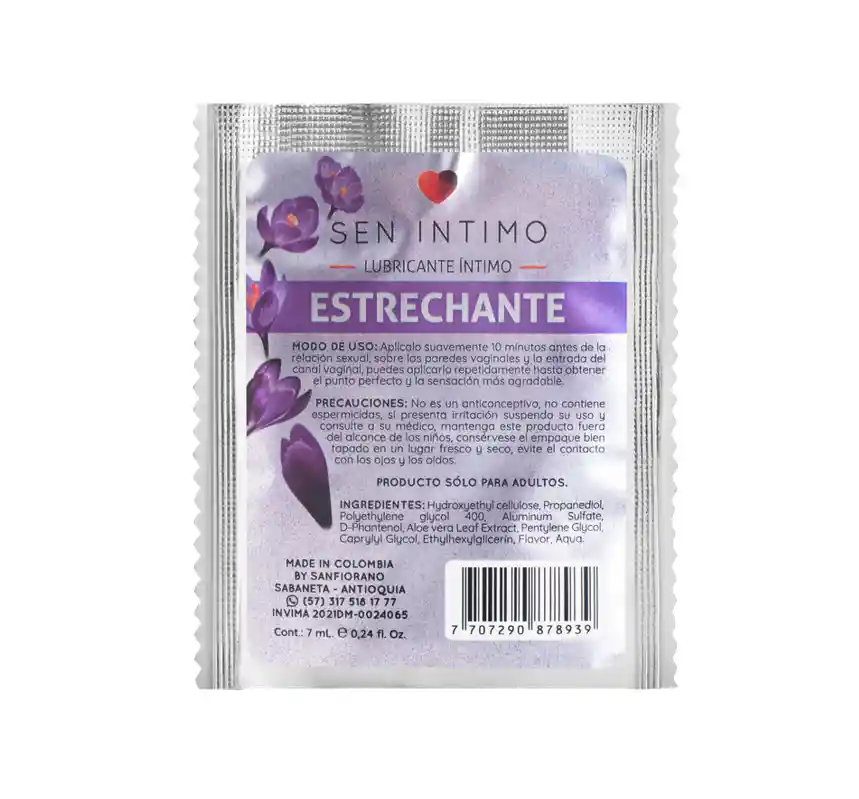 Lubricante Intimo Estrechante Sachet 7ml Sen Intimo