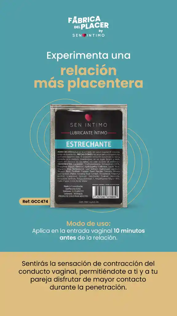 Lubricante Intimo Estrechante Sachet 7ml Sen Intimo