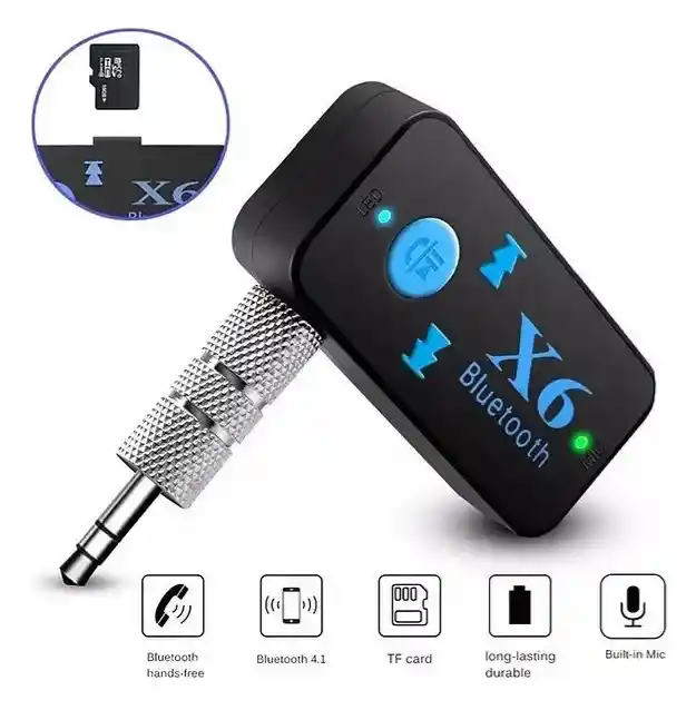 Bluetooth Carro Plug 3.5 Stereo Micrófono Lector De Micro Sd