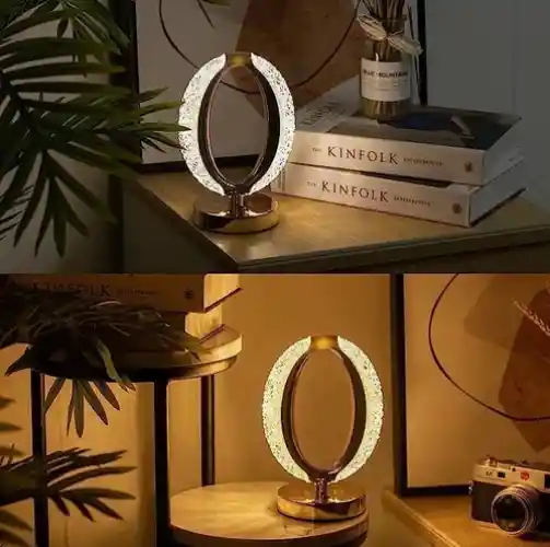 Lámpara De Mesa Cristal Luz Nocturna Control Táctil Usb Recargable Lámpara De Noche Decoración