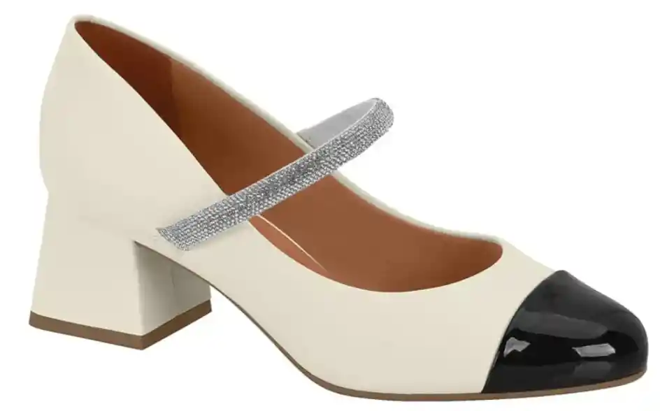 Tacón Medio Blanco Negro Plata Vizzano Talla 36