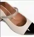Tacón Medio Blanco Negro Plata Vizzano Talla 36