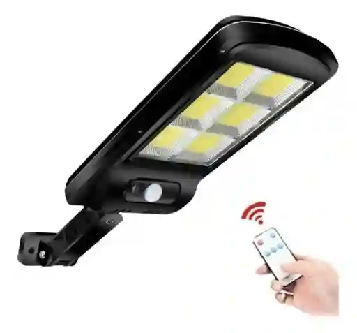 Reflector Lampara Solar Led 3 Modos Con Panel + Control Color Negro