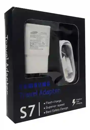 Cargador Completo V8 Cable + Adaptador Samsung Blanco