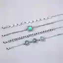Juego De 4 Pulseras Con Incrustaciones De Turquesa