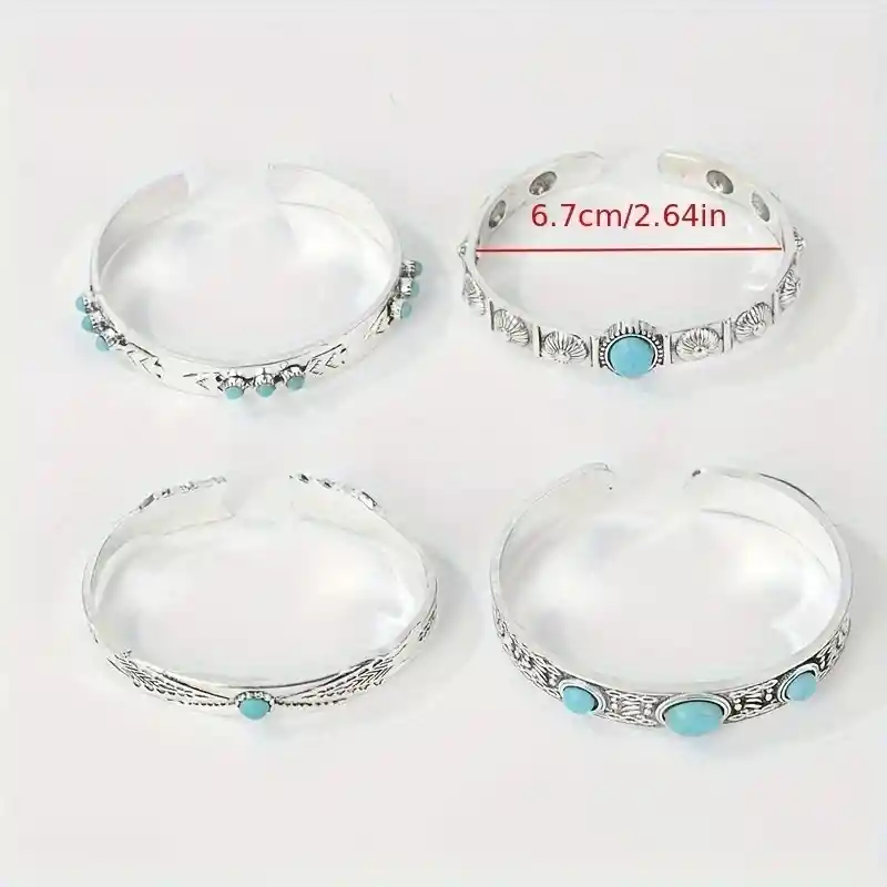 4 Pulseras Ajustables De Estilo Bohemio