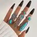 Juego De 7 Anillos Vintage Boho Estilo Turquesa Imitación