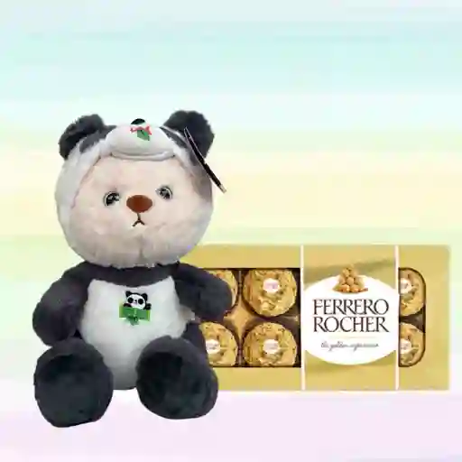 Peluche Oso Disfraz De Panda Con Ferrero Rocher