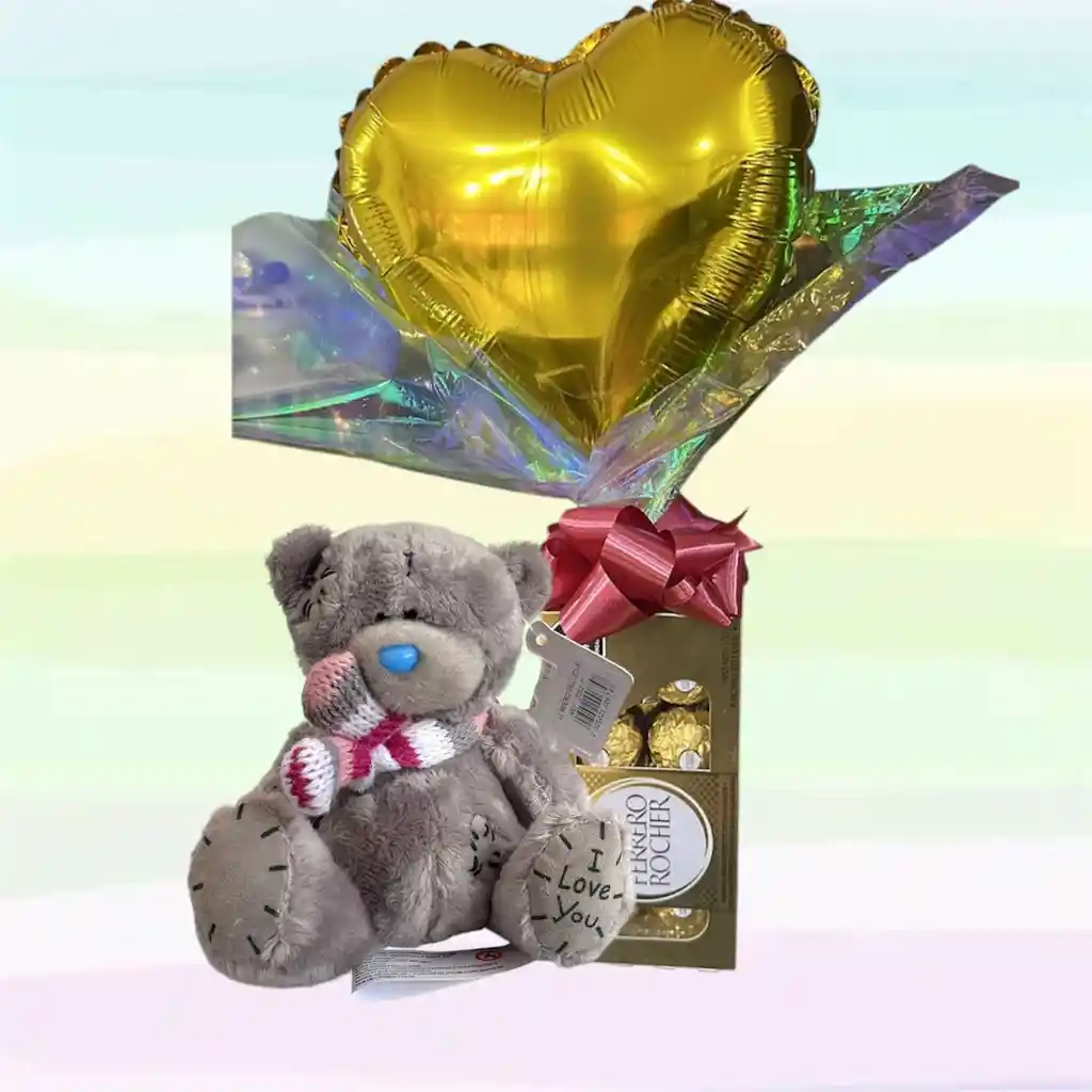 Peluche Llavero Osito Gris Y Ferrero Rocher