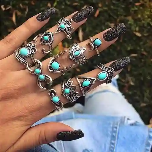 Conjunto De 11 Anillos De Estilo Vintage