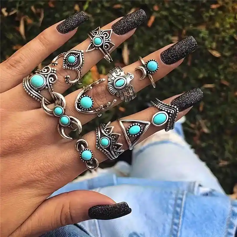 Conjunto De 11 Anillos De Estilo Vintage
