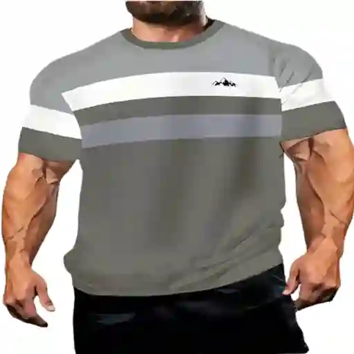 Camiseta Color Gris De Franjas Talla M