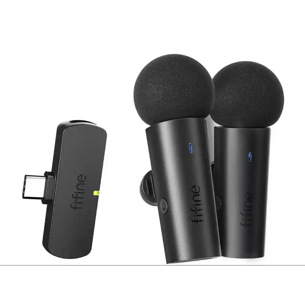 Fifine M8 Lavalier Inalámbrico 2 Micrófonos De Solapa Tipo C