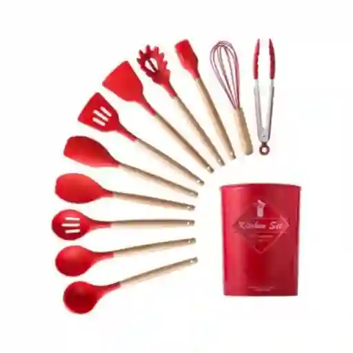 Set De 12 Utensilios Para La Cocina Rojo B03