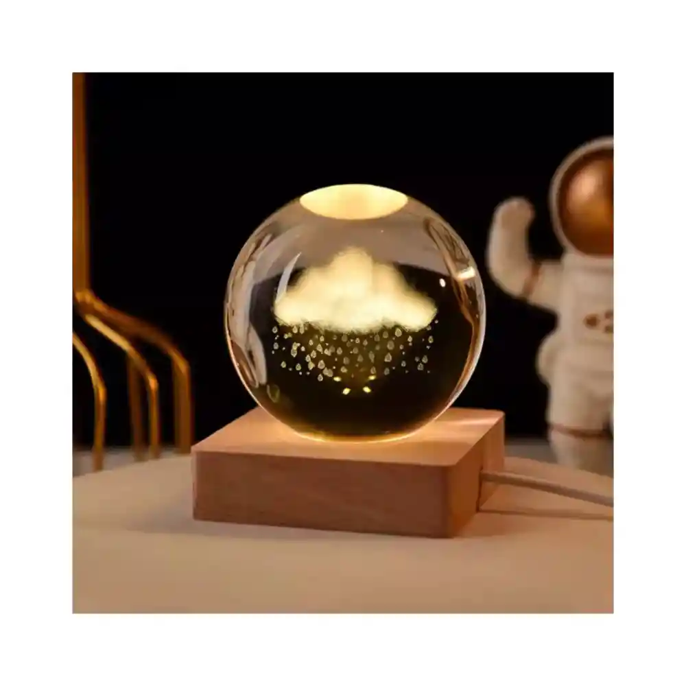 Lámpara En Bola De Cristal 3d Nube Con Lluvia L03