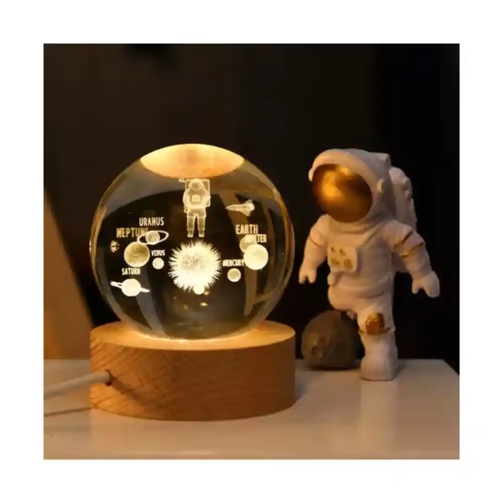 Lámpara En Bola De Cristal 3d Astronauta L04