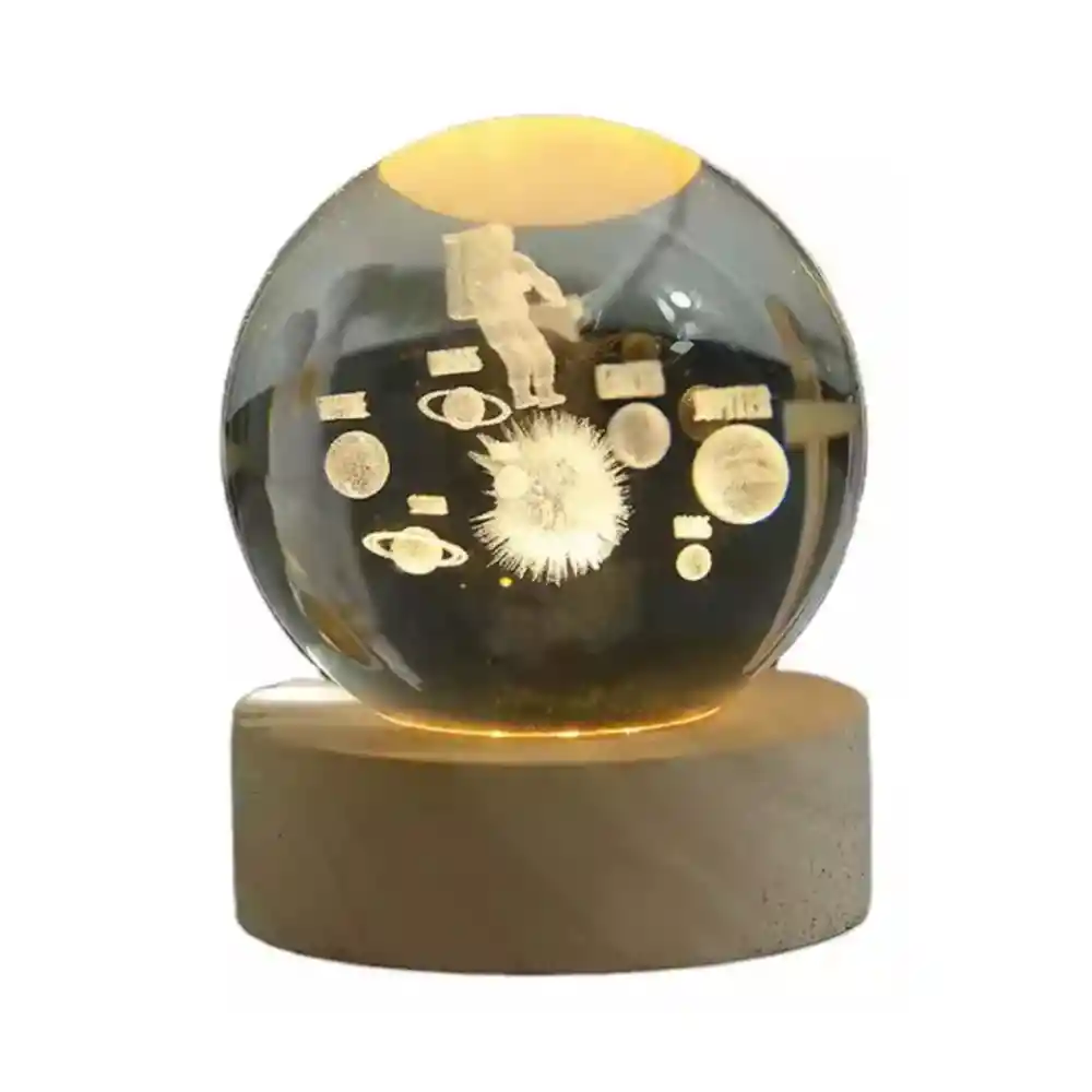 Lámpara En Bola De Cristal 3d Astronauta L04