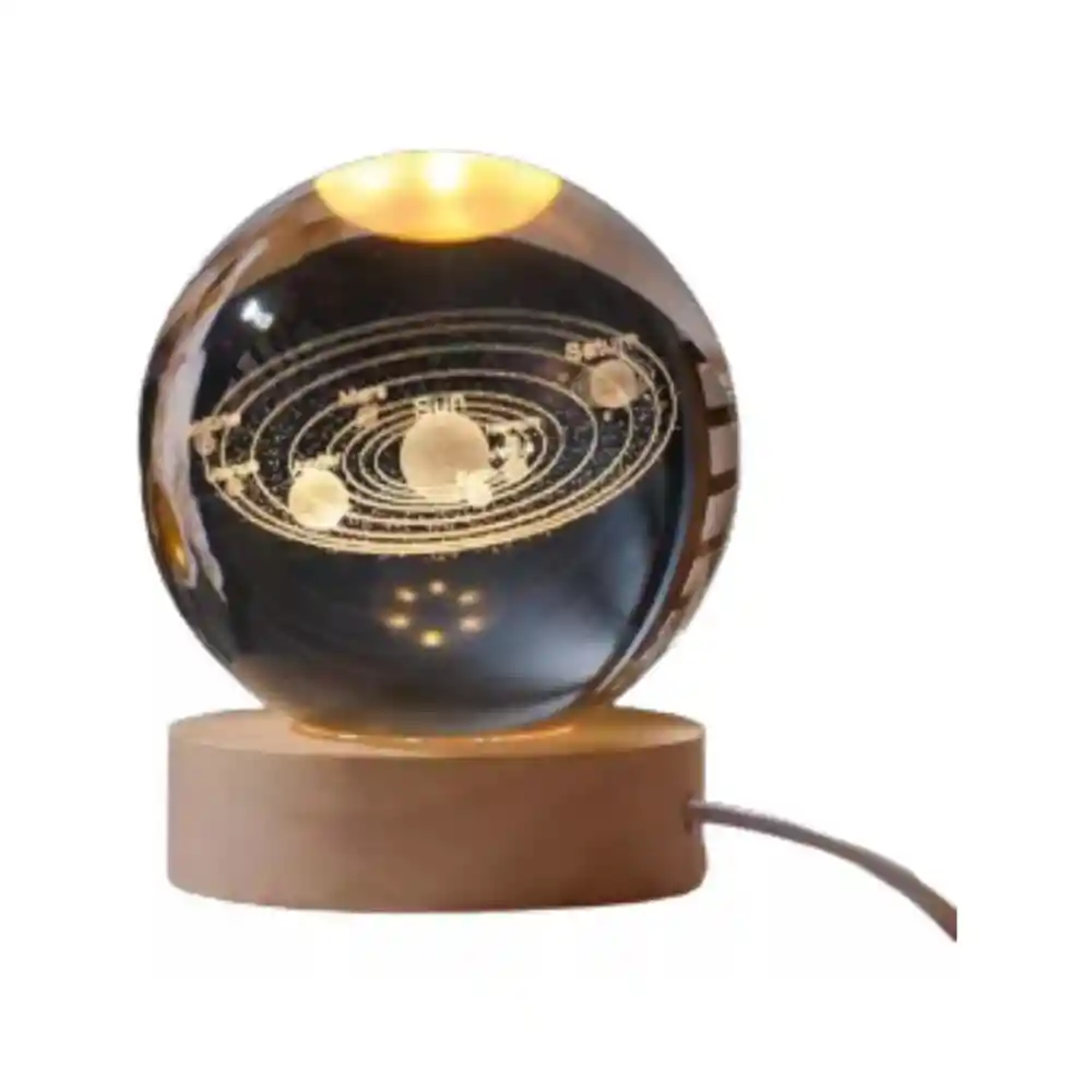 Lámpara En Bola De Cristal 3d Sistema Solar L06