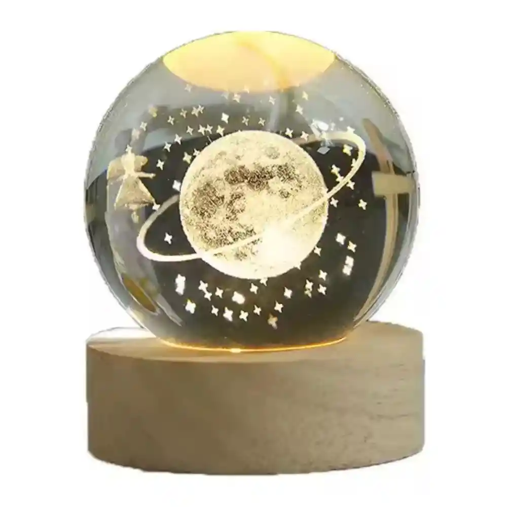 Lámpara En Bola De Cristal 3d Planeta Tierra L10