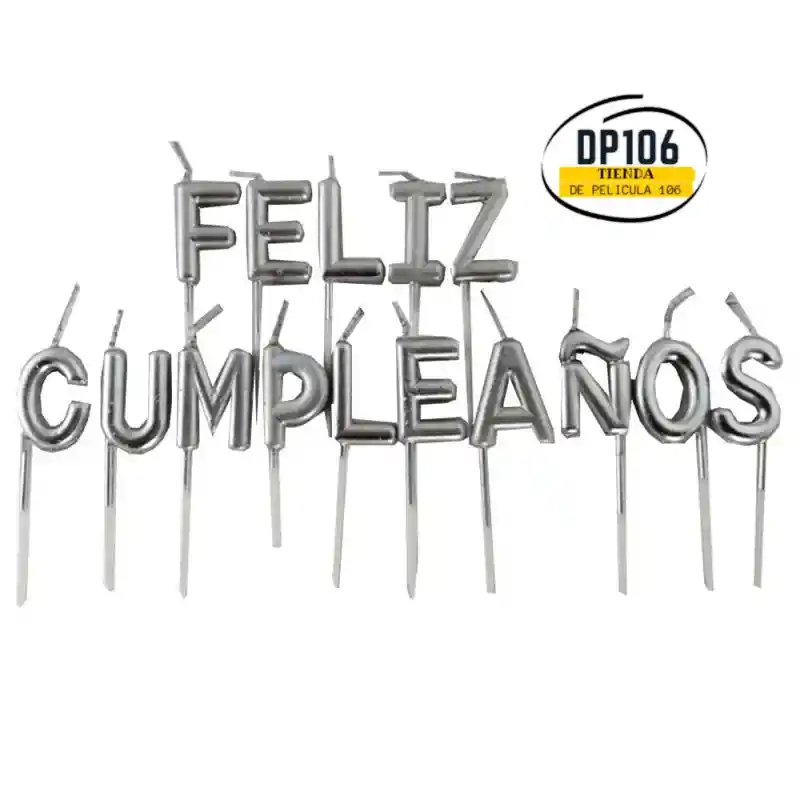 Velas Feliz Cumpleaños Plata