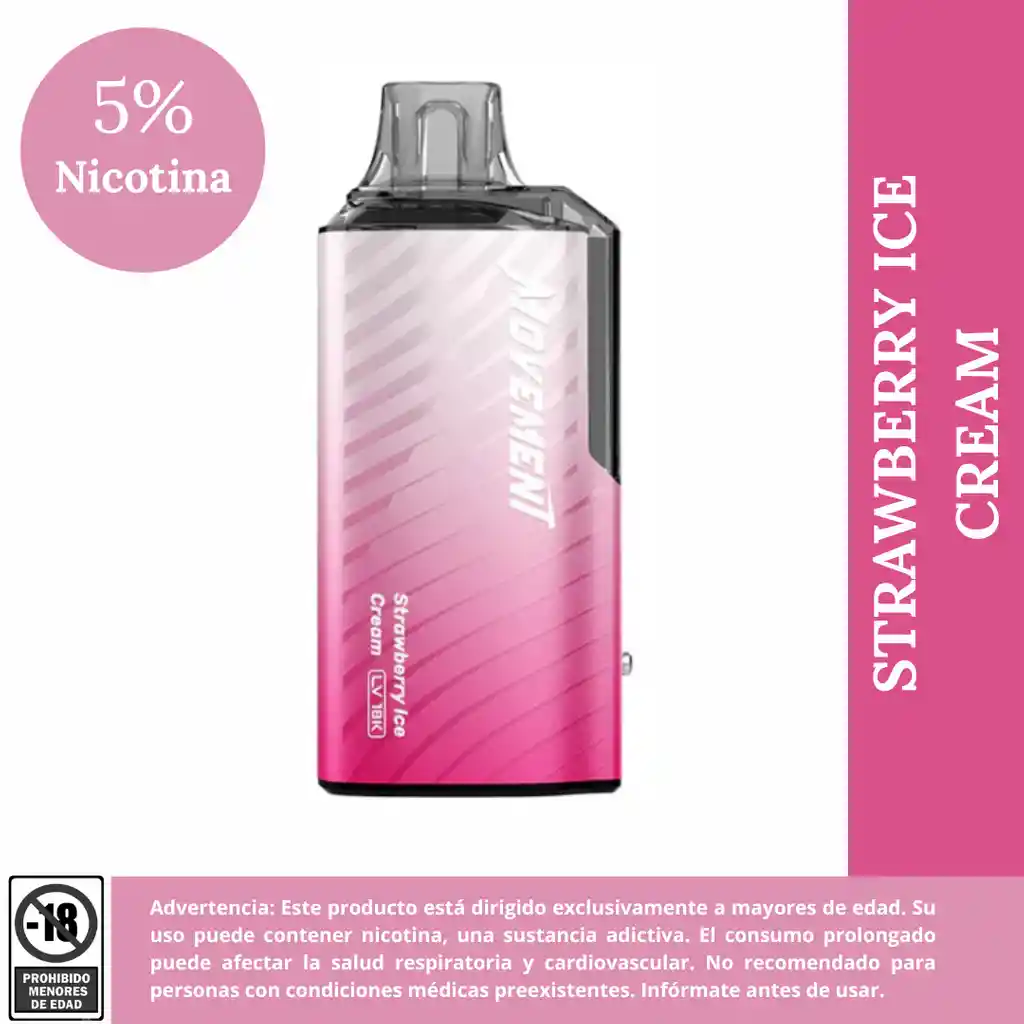 Vape 18.000 Bocanadas Strawberry Ice Cream