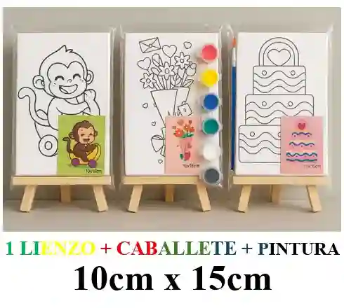 Lienzo + Caballete Kit Pintura Infantil Pequeño