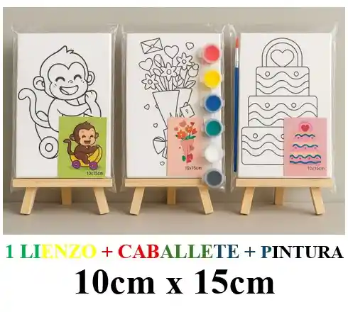 Lienzo + Caballete Kit Pintura Infantil Pequeño