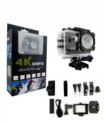 Camara Sport Tipo Go Pro Wifi 1080p 4k Ultra - Acuatica Color Negro