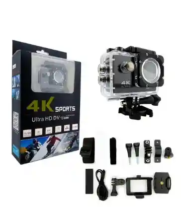 Camara Sport Tipo Go Pro Wifi 1080p 4k Ultra - Acuatica Color Negro
