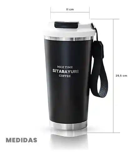 Termo Vaso Acero Inoxidable 532 Ml Frío Calor Coffee Negro