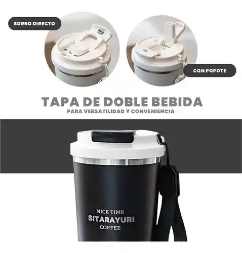 Termo Vaso Acero Inoxidable 532 Ml Frío Calor Coffee Negro