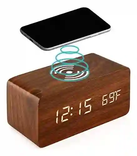 Reloj Despertador Digital Con Cargador Inalámbrico Led