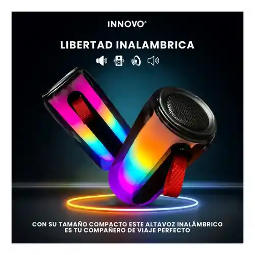 Parlante Bluetooth Ipx7 Portátil Mp3 Fm Usb | Sonido Claro Alta Potencia | Luces Led Multicolor Ambiente