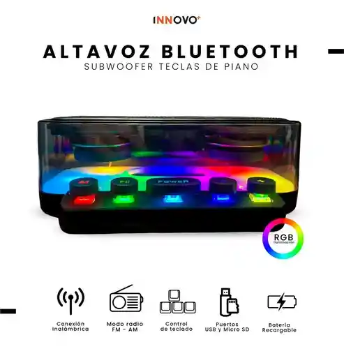 Parlante Bluetooth Alta Fidelidad Rgb Mp3 Usb Fm | Sonido Envolvente | Diseño Futurista