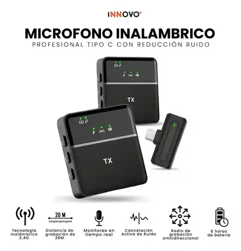 Micrófono De Solapa Profesional Inalámbrico Audio Claro Reducción De Ruido Compatible Android Y Ios