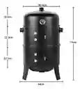 Asador Barril Portátil 3 En 1. Ahumador, Parrilla Y Brasero Color Negro
