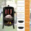 Asador Barril Portátil 3 En 1. Ahumador, Parrilla Y Brasero Color Negro