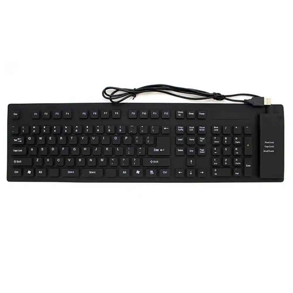 Teclado Flexible Siliconado Wb-109 Impermeable Contra El Polvo Numérico Negro