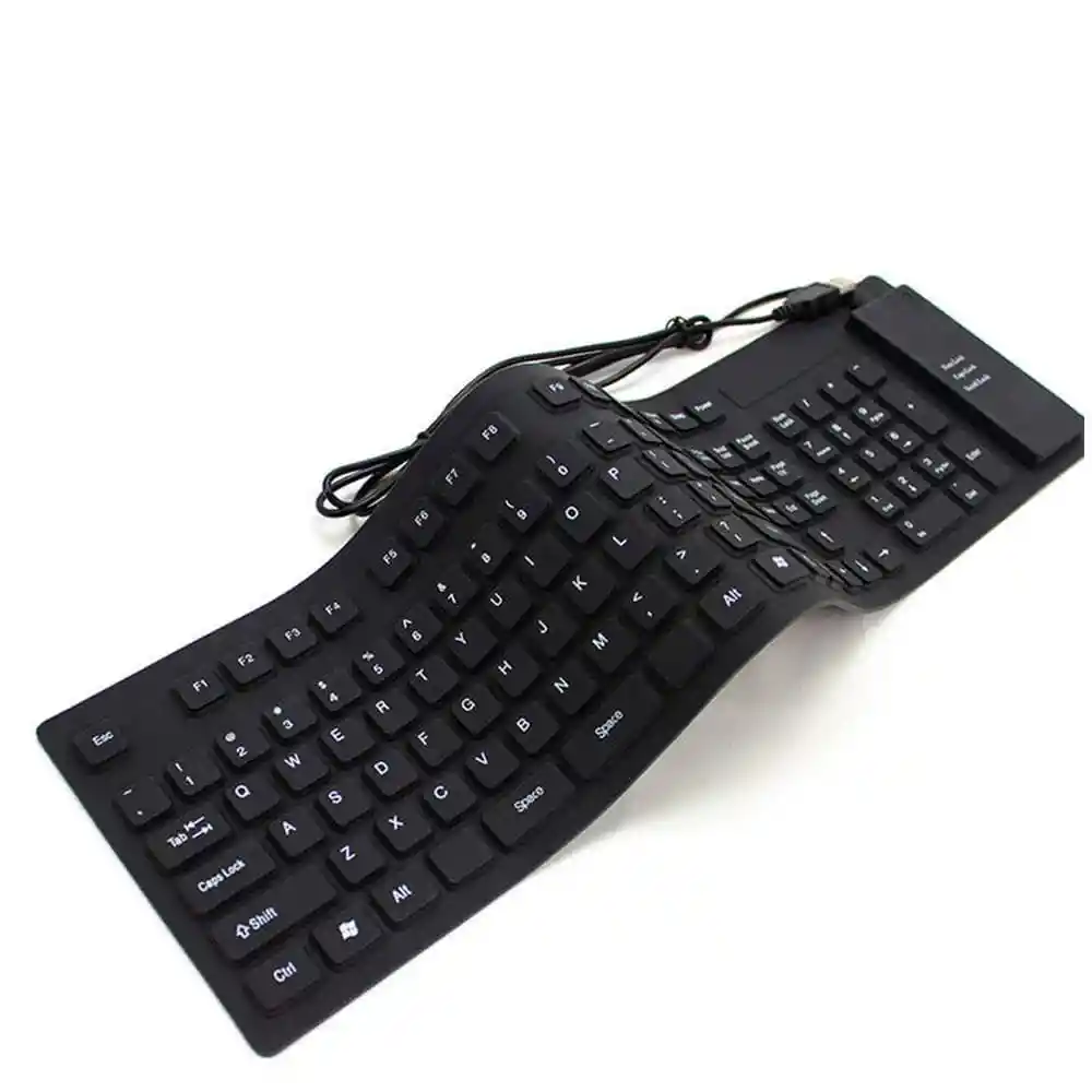 Teclado Flexible Siliconado Wb-109 Impermeable Contra El Polvo Numérico Negro