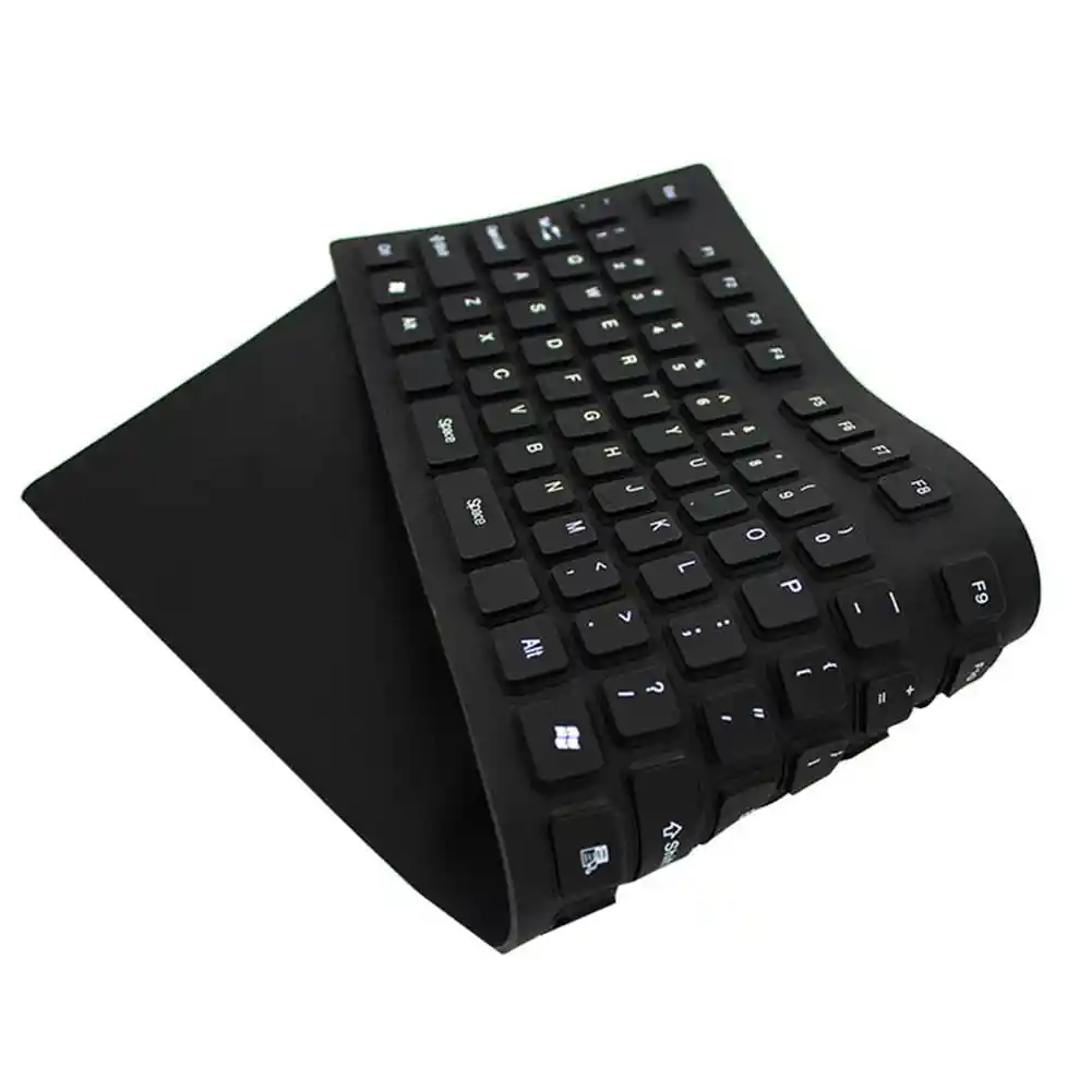 Teclado Flexible Siliconado Wb-109 Impermeable Contra El Polvo Numérico Negro