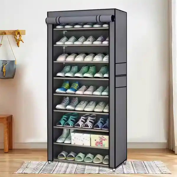 Zapatero Organizador En Tela 9 Niveles Resistente Color Gris