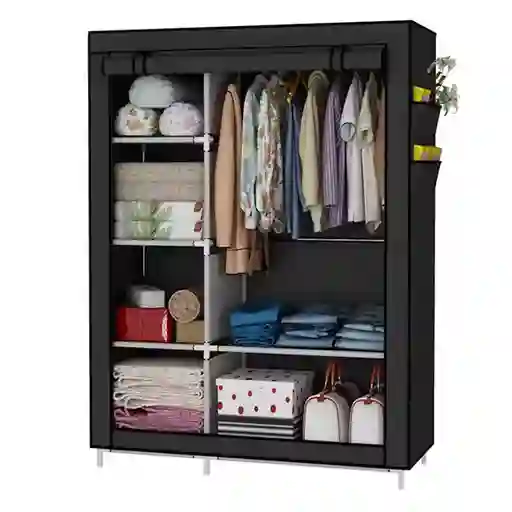 Closet Armario Portátil Grande Organizador De Ropa Negro 2 Espacios