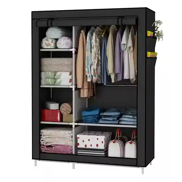Closet Armario Portátil Grande Organizador De Ropa Negro 2 Espacios